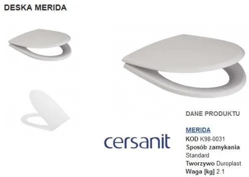 Cersanit Merida, antibakteriálne toaletné sedátko z duroplastu, biela, K98-0031