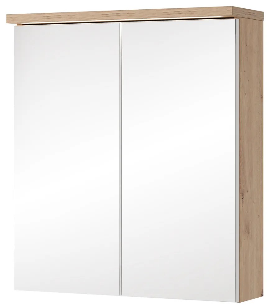 Závěsná zrcadlová skříňka s LED osvětlením Sting 56 60 cm dub Artisan