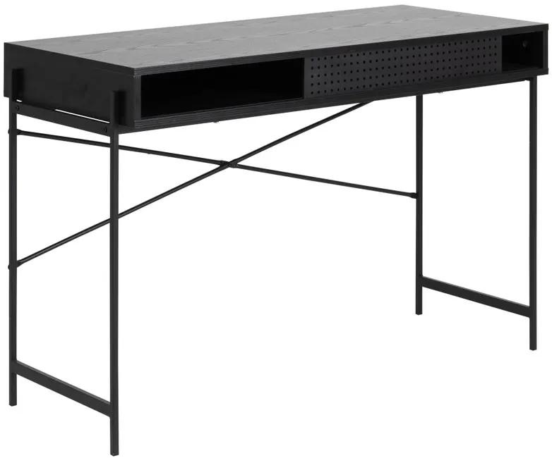 Pracovný stôl ARTOS 110 cm čierny v industriálnom štýle, kovová podnož