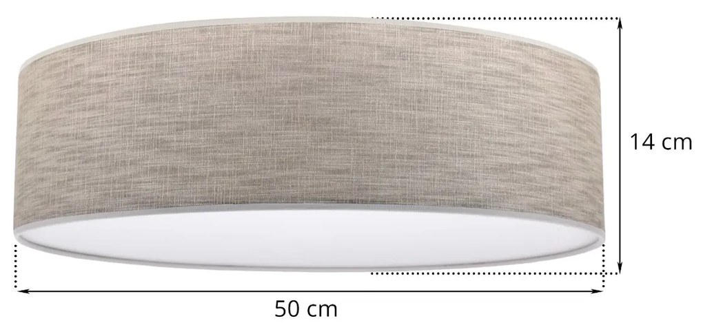 Stropné svietidlo Stone, 1x béžové textilné tienidlo/biele PVC tienidlo, (biele plexisklo), (fi 50cm)