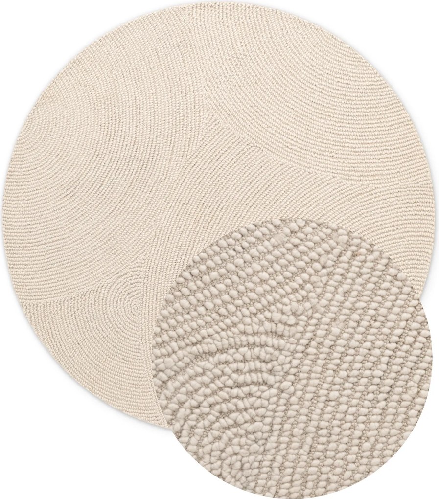 Kusový koberec Eleni 106220 Natur Weiß kruh, 200x200 (priemer) kruh, biela, obývacia izba, Hanse Home