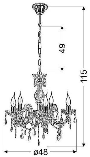 Luster na reťazi MARIA TERESA 5xE14/40W/230V