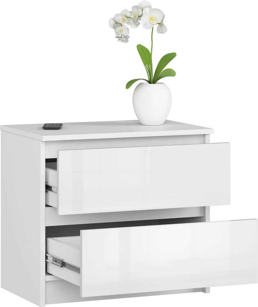 Komoda Liv 60 cm biela lesklá