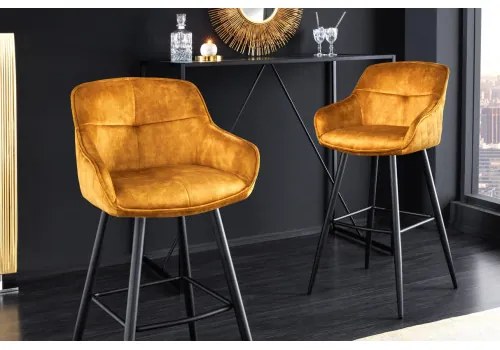 Barová stolička Euphoria 43687 Zamat - Žltá  - Komfort-nábytok