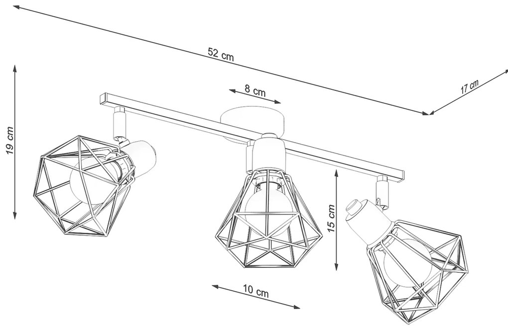 Bodové svietidlo Artemis, 3x biele drôtené tienidlo, (môžnosť polohovania)