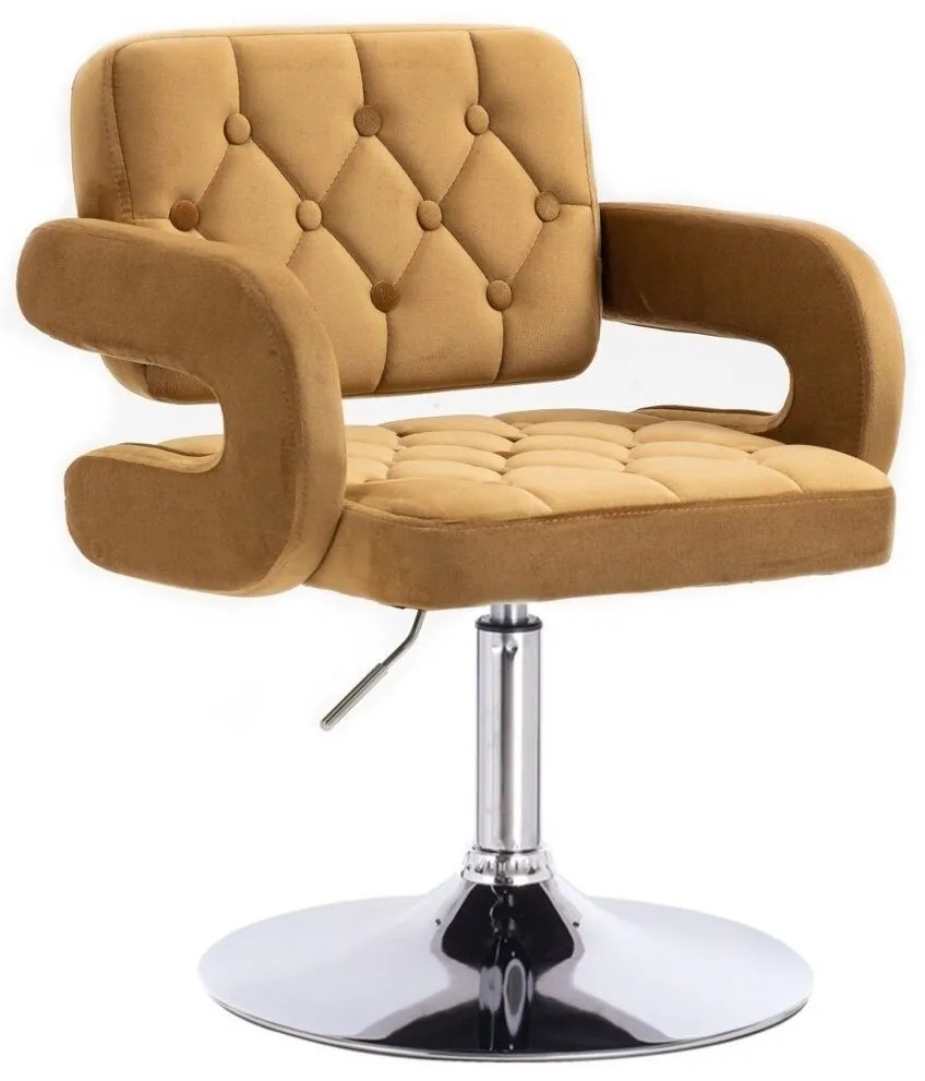 LuxuryForm DESIGN Kreslo ADRIA VELUR na striebornom tanieri - medové