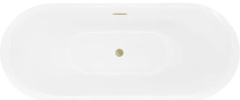 Mexen Lotos, voľne stojaca vaňa 140 x 75 cm, biela/čierna, zlatý matný prepad, 52051407775-55