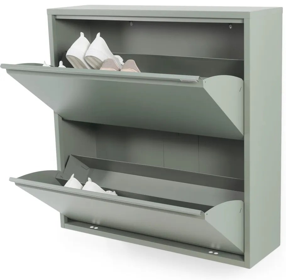 Zeleno-sivá kovová skrinka na topánky Billy – Spinder Design