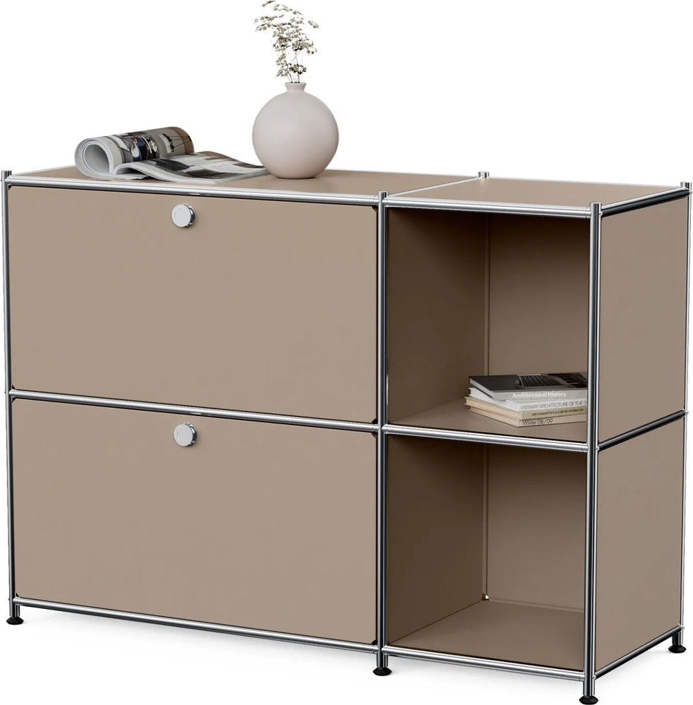 Kovový regál »CN3« s 2 výklopnými priehradkami, hnedosivá