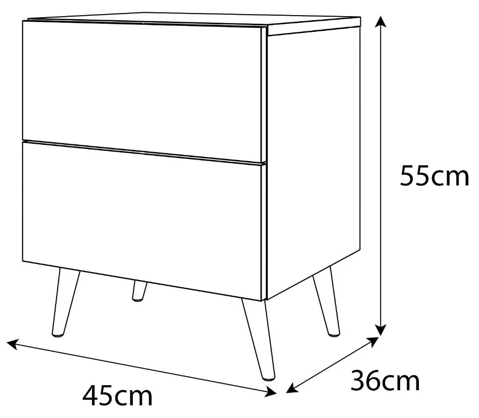 NOČNÝ STOLÍK SANTINO 2 NA NOŽIČKÁCH VYSOKÝ LESK PRACOVNÁ DOSKA + ČIERNY