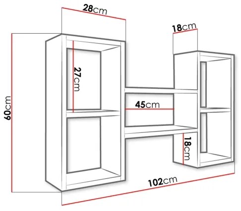 Nástenná polica TRIO 60x102 cm biela
