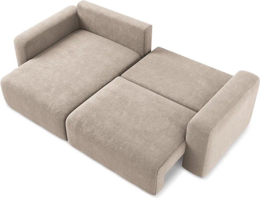 Béžová ženilková rozkladacia/s úložným priestorom rohová pohovka (ľavý roh/s leňoškou) Kona – Makamii