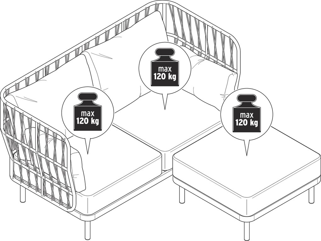 Pohodlná záhradná pohovka s vysokým operadlom