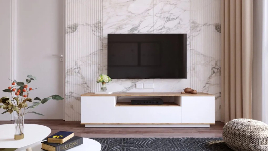 TV skrinka FREE 7 180 cm borovica/biela