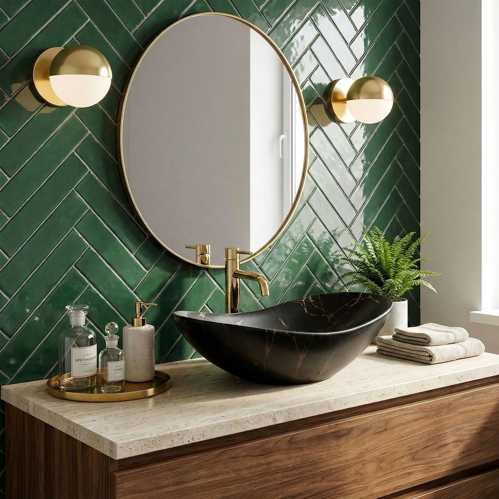 REA Royal Marble 60 umývadlo na dosku, 61 x 36 cm, čierna, REA-U7478