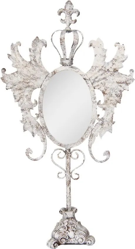 Antik kovové béžové stolové zrkadlo Clothilde - 37*14*68 cm