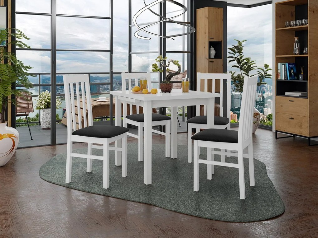 Rozkladací stôl so 4 stoličkami AL14, Morenie: biela - L, Poťahové látky: 25x - Paros 2