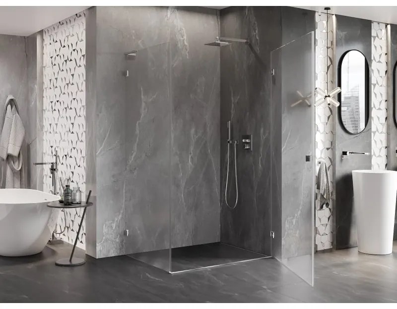 Mexen Lunar-B L pravý výklopný sprchový kút 75 x 70 cm, číre sklo, chrómová, 832L-075-070-01-00-P