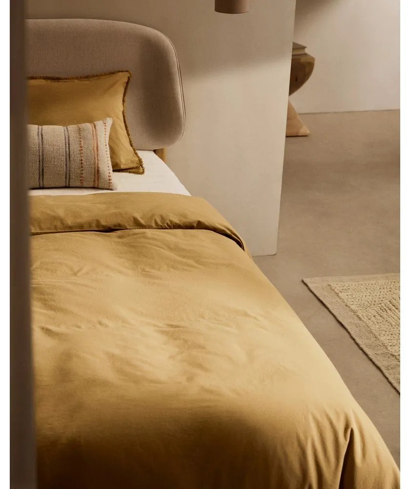 Obliečky na dvojlôžko/predĺžené z bavlneného perkálu v horčicovej farbe 260x240 cm Sifinia – Kave Home