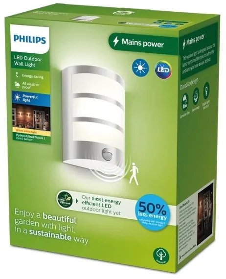 Philips - LED Vonkajšie nástenné svietidlo so senzorom PYTHON LED/3,8W/230V IP44