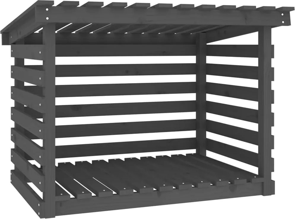vidaXL Stojan na palivové drevo sivý 108x73x79 cm masívna borovica