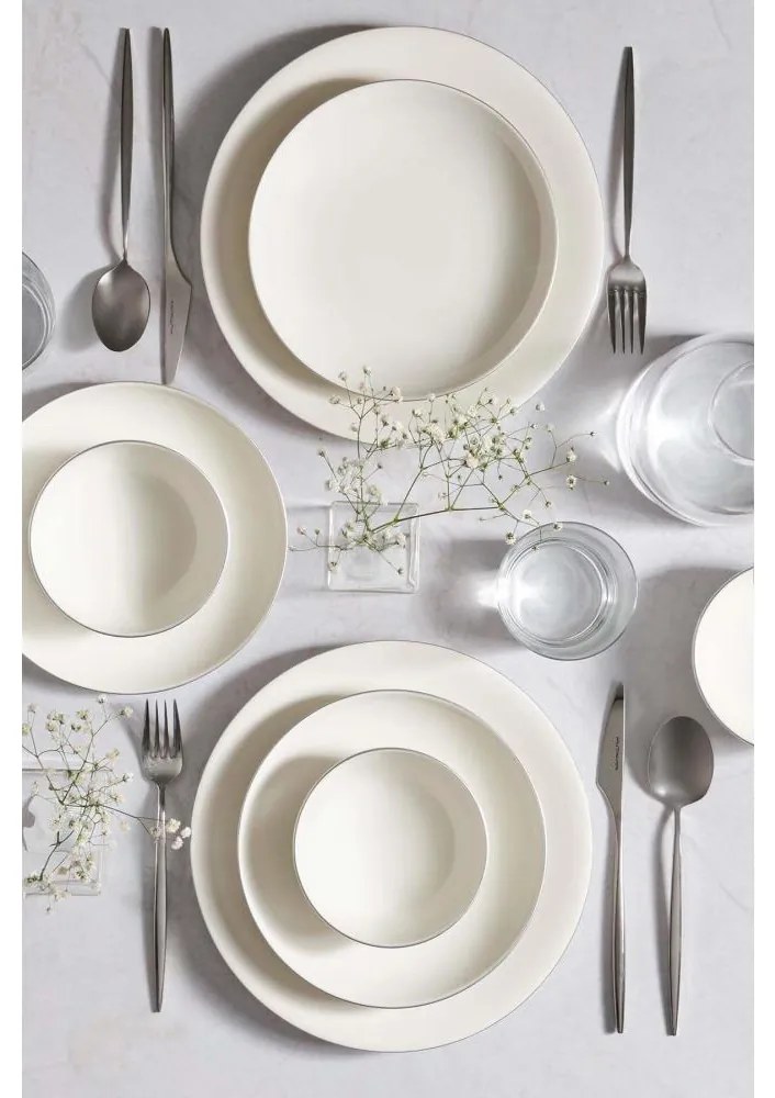Jedálenská sada 18 ks biela/strieborná/porcelán