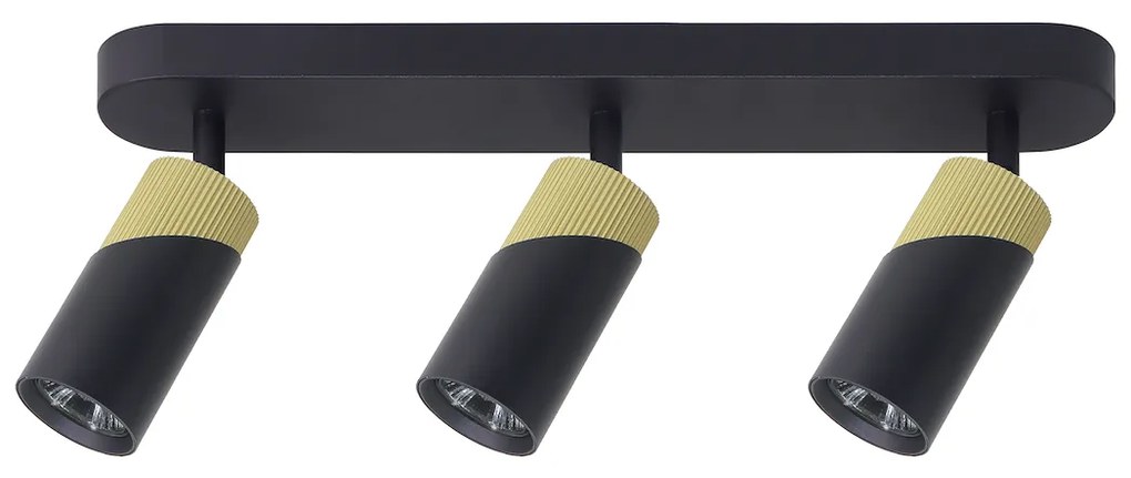 Bodové svietidlo Neo, 3x čierne/zlaté kovové tienidlo, b