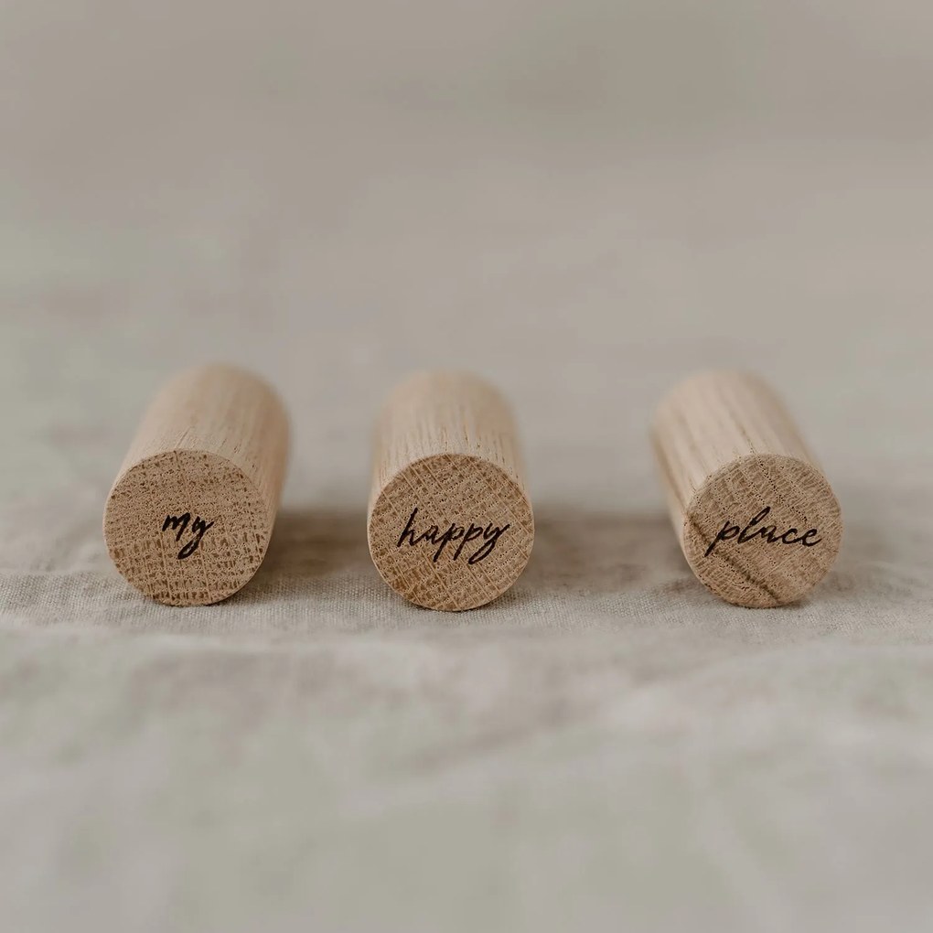 Eulenschnitt Drevené háčiky Oak Wood My Happy Place – set 3 ks