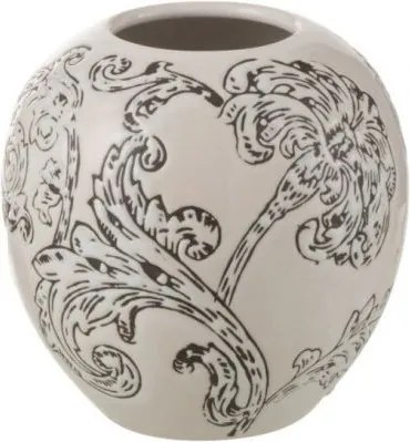 Bielo-čierna porcelánová váza s kvetmi Zen Ball – 11*11*11 cm