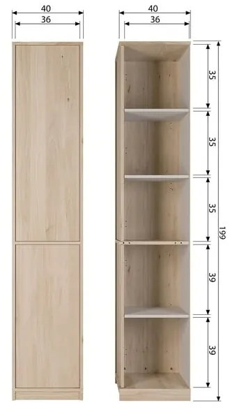Modulárna skrinka v dekore duba v prírodnej farbe 40x199 cm Modulair – vtwonen