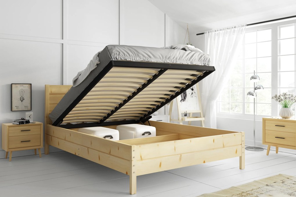 Manželská posteľ CONTINENTAL 140x200 prírodná borovica