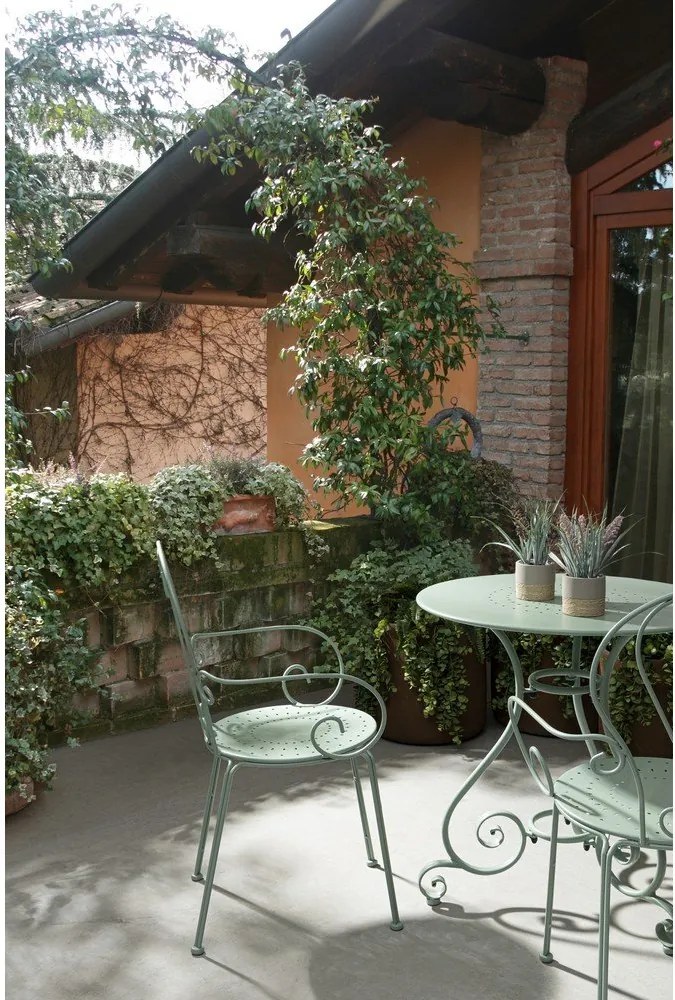 Kovová záhradná stolička v mentolovej farbe Etienne – Bizzotto