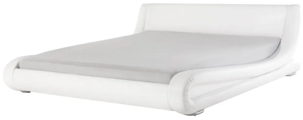 Kožená posteľ biela 180 x 200 cm AVIGNON Beliani