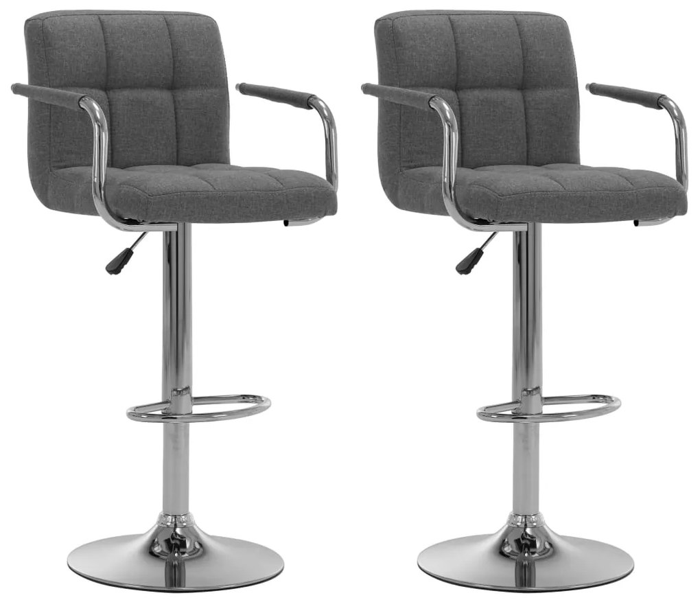 vidaXL Barové stoličky 2 ks, svetlosivé, látka