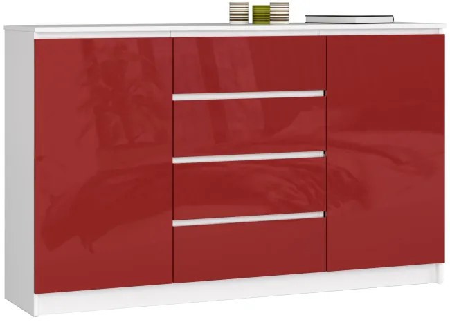 Komoda K160 2D 4SZ CLP červená, lesk