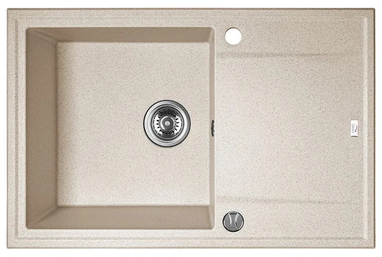 Laveo Megalo, 1-komorový granitový drez 780x500x185 mm + drezová batéria BKZ_468, béžová, LAV-SBEA411T