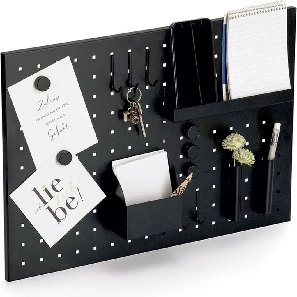 Zeller Present Čierna magnetická tabuľa, nástenka s príslušenstvom, 50 x 35 cm