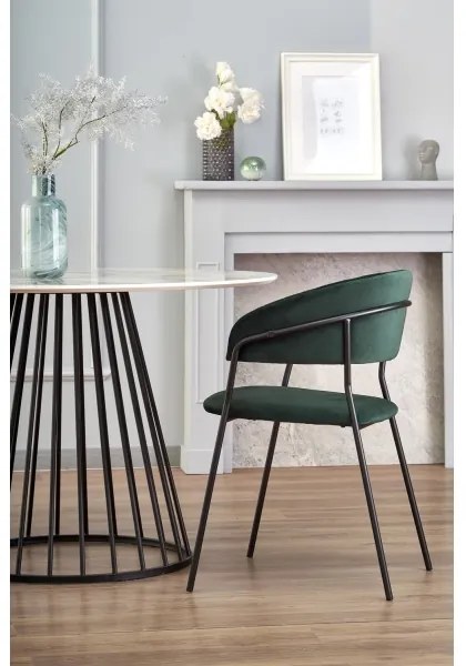 Jedálenský stôl SEREIN dekor biely mramor/čierna