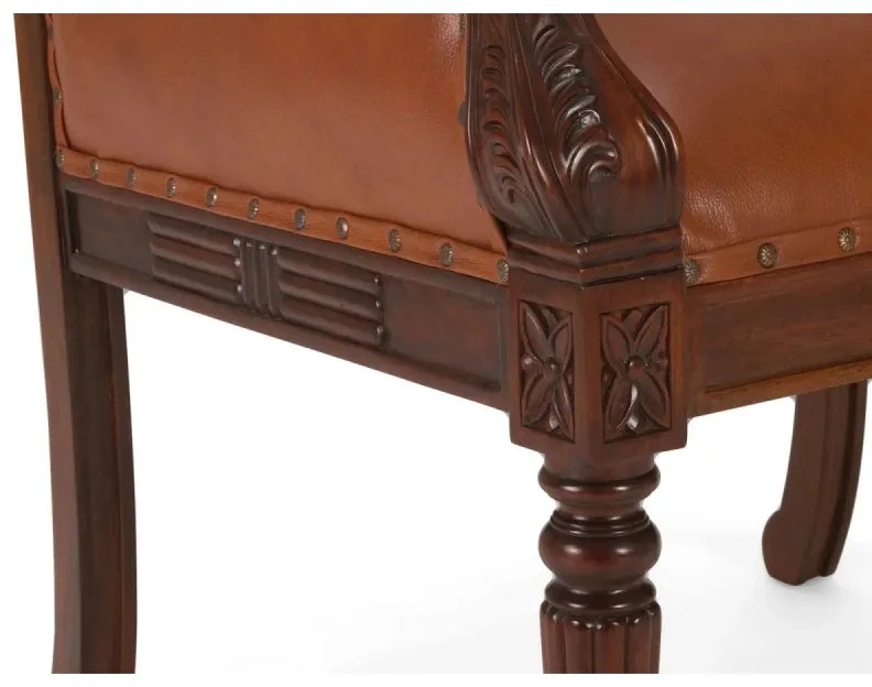 furniture-nabytek.cz - Kancelárske kreslo Cambridge II, masívna pravá koža, lakované, hnedé