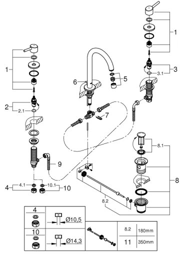 GROHE 20216001 - Umývadlová trojotvorová batéria CONCETTO DN 15 veľkosť L chróm