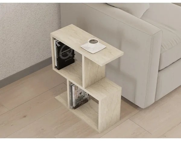 Odkladací stolík CROS, dekor mramoru, béžový