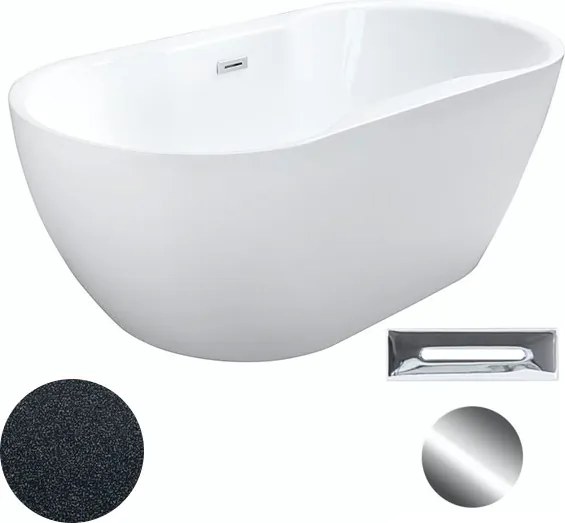 Besco Akrylátová voľne stojaca vaňa Navia Glam G 140x75 (150x80, 160x80) BESCO-Typ výpuste: Click-Clack s prepadom, čierna, BESCO-Rozmery: 160x80, BE…