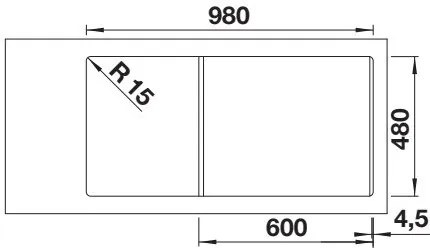 Blanco Adira 6 S, silgranitový drez 1000x500x200 mm, 1,5-komorový, antracitová, BLA-527602