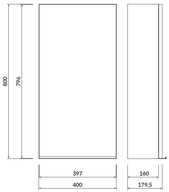 Cersanit - VIRGO závesná skrinka 40cm, šedá-čierna, S522-038