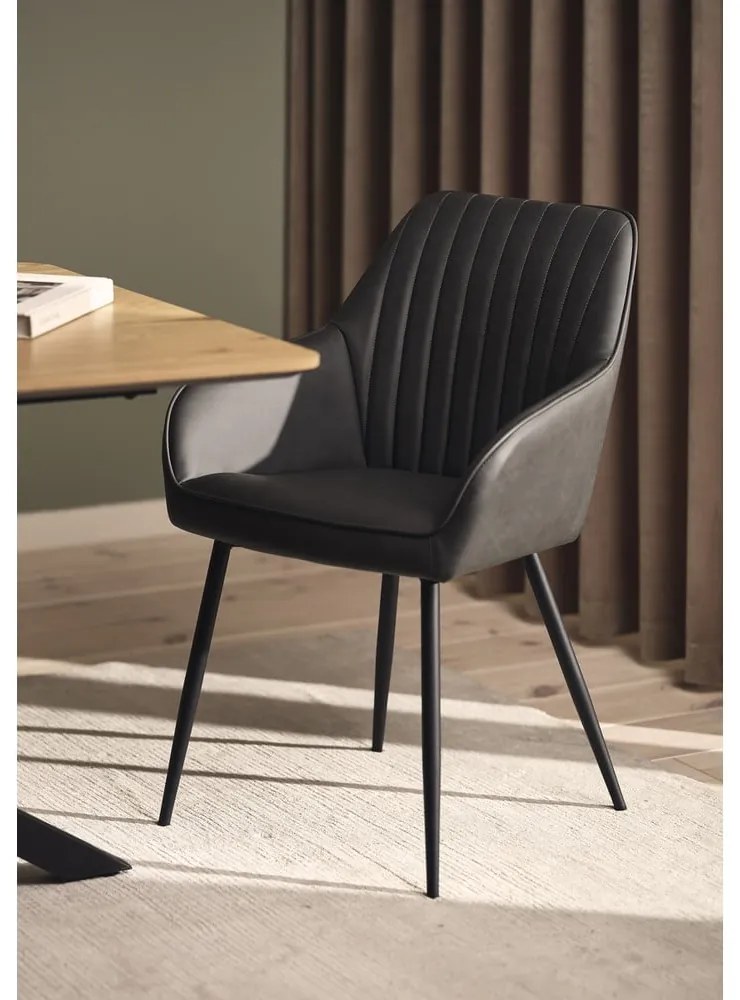 Tmavosivé čalúnené jedálenské kreslá v súprave s podrúčkami 2 ks Nolan Stripe – Unique Furniture