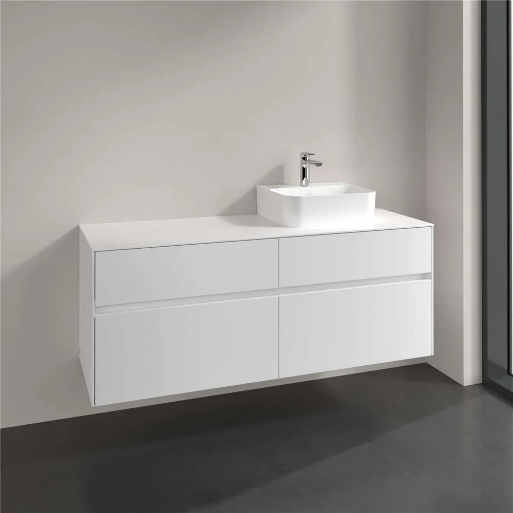 VILLEROY &amp; BOCH Collaro závesná skrinka pod umývadlo na dosku (umývadlo vpravo), 4 zásuvky, 1400 x 500 x 548 mm, White Matt, C10200MS