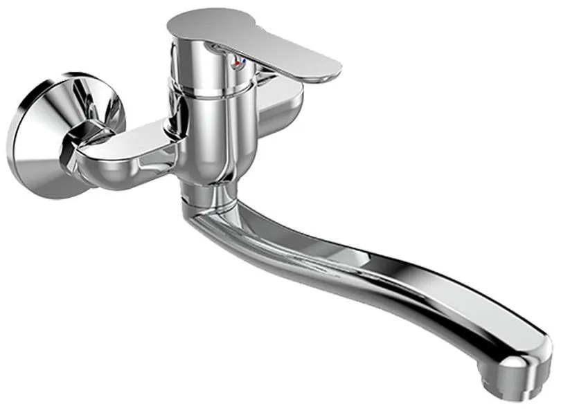 Mereo Mereo, Drezová nástenná batéria, Zuna, s ramienkom plochým vyhnutým 200 mm, chróm, MER-CB301AZ