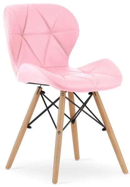 Set štyroch jedálenských stoličiek LAGO ekokoža - ružové (hnedé nohy) 4ks
