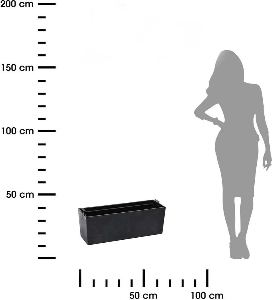 Balkónový truhlík BOUQUET 56 cm čierny betón
