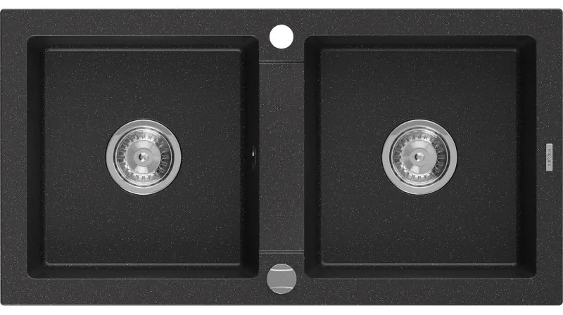 Mexen Mario - drez granitový 82,0x43,6cm, 2-komorový, čierna-strieborná, 6504822000-73